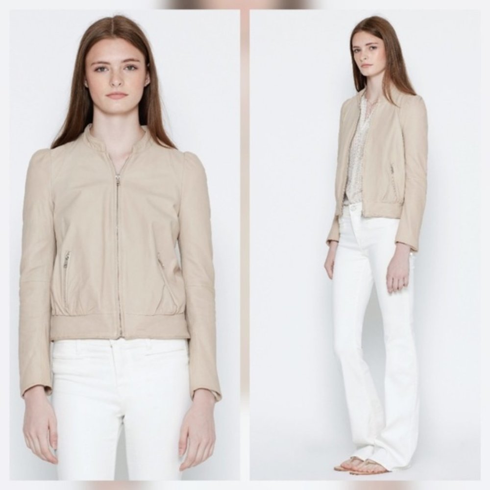 Joie Oshie Seafoam Green Leather Bomber Jacket